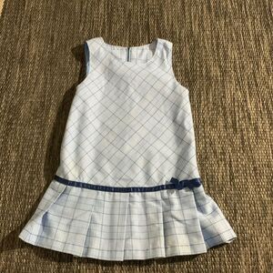 Girl Connection Size 6 drop waist jumper plaid blue dress with ribbon trim cute